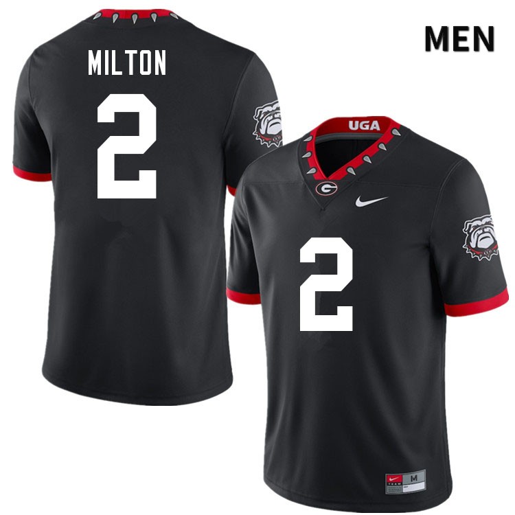 Georgia Bulldogs Men's Kendall Milton #2 Black Mascot 100th Anniversary Stitched College UGA Football Jersey 23SY011SI